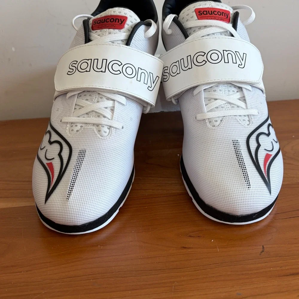 Saucony Soarin J3 Mens 9 Track Field Spikes White‎ Black Red Long Triple Jump PV